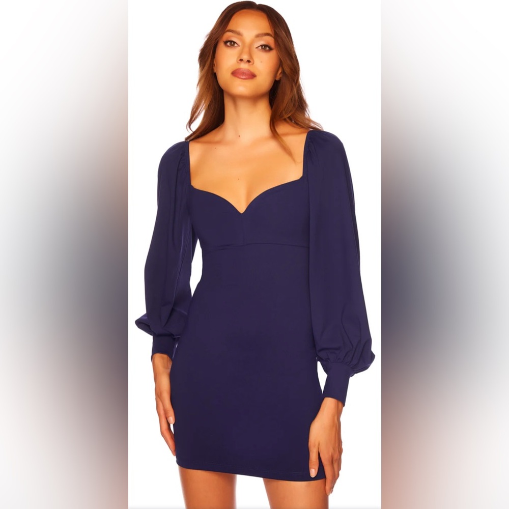 Susana Monaco Sweetheart Neck Puff Long Sleeve Dress